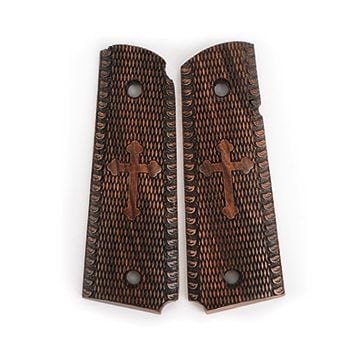 US Engraved Wood Colt Grips - French Cross