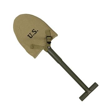 WW2 US M1910 T-Handle Shovel with Olive Drab Cover