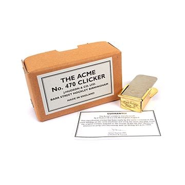 This view shows the box and certificate of authenticity of the No. 470 Acme Paratrooper Clicker. Thumbnail

