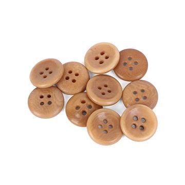 Packs of 12mm 4-Hole Vintage Buttons - Light Brown