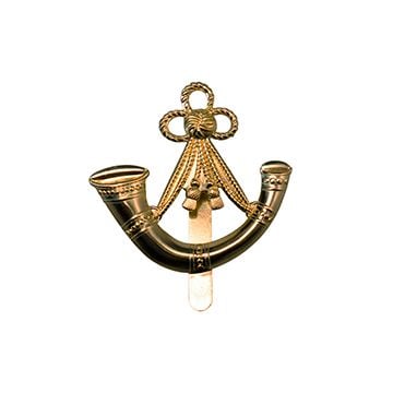 This image shows the front of the Light Infantry Cap Badge. -TN