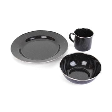 Black Enamel Camping Dinner Set Thumbnail