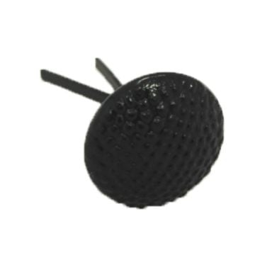This view shows a close up of the Black Pebbled Visor Cap Button.