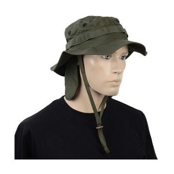 British Olive Drab Rip Stop Boonie Hat with Neck Flap Thumbnail