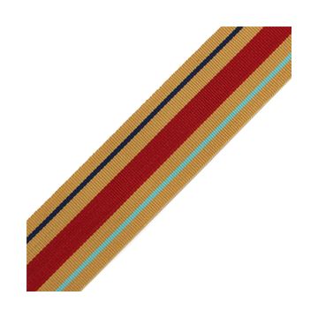 The image shows the red, tan, light and dark blue stripes on the medal. Thumbnail.