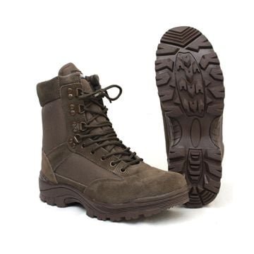 Brown Tactical Army Boot with YKK Zipper - Thumbnail
