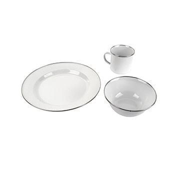 White Enamel Camping Dinner Set