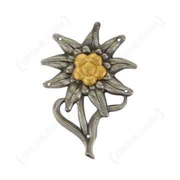 WW2 German M43 Cap Badge Edelweiss (Officer) - Aged