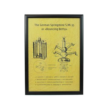 German Bouncing Betty Mine Framed Blueprint - Thumbnail