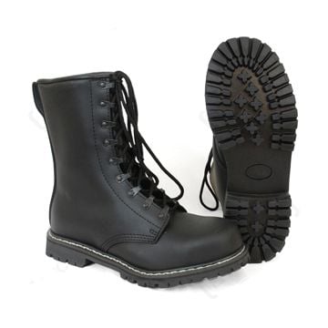 German Paratrooper Style Black Leather Boots with Steel Toecap