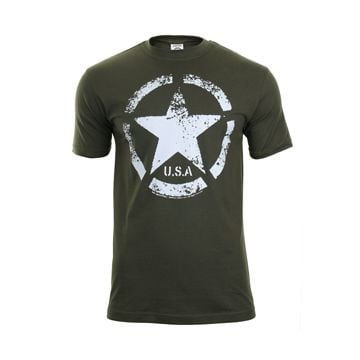 Green US Military Vintage Star T-Shirt