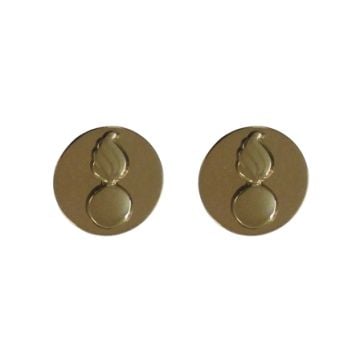 Front of pair of round US Army Ordnance Enlisted Man's Collar Insignia