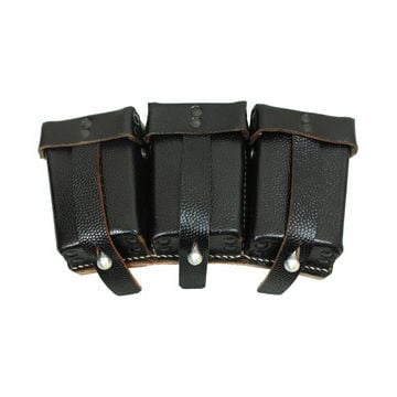 K98 Triple Ammo Pouches - Black Rivet Front - Thumbnail