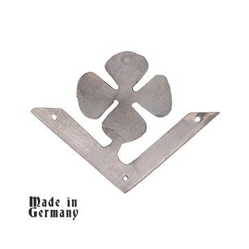 This view shows the back of the U-68 U-Boat cap badge. It depicts a clover on a stylized "V". -TN