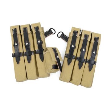 MP40 Canvas Ammo Pouch Pair Leather Straps -  Tan