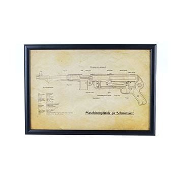 German MP40 Submachine Gun Framed Blueprint Thumbnail