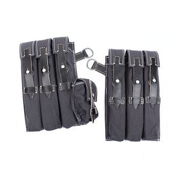 MP40 Canvas Ammo Pouch Leather Straps Pair -  Luftwaffe Blue