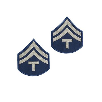Pair of Technician/5th Grade 1942-1948 Rank Badges - Khaki on Blue