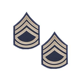 Pair of Technical Sergeant 1942-1948 Rank Badges - Khaki on Blue
