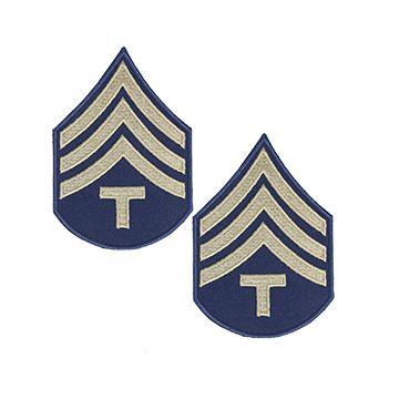Pair of Technician/4th Grade 1942-1948 Rank Badges - Khaki on Blue