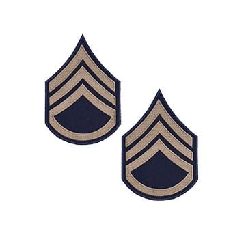 Pair of Staff Sergeant 1942-1948 Rank Badges - Khaki on Blue