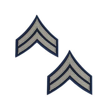 Pair of Corporal 1942-1948 Rank Badges - Khaki on Blue