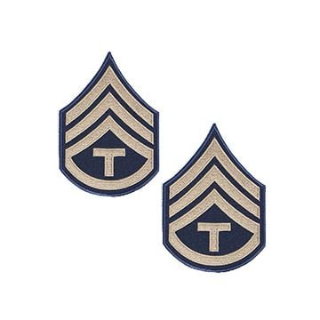 Pair of Technician/3rd Grade 1942-1948 Rank Badges - Khaki on Blue