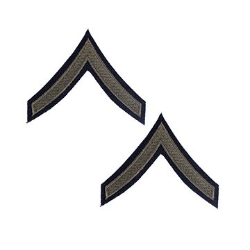 Pair of Private First Class Rank Stripes - Olive on Blue