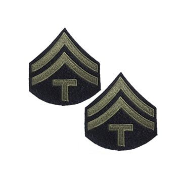 Pair of Technician/5th Grade Rank Stripes - Olive on Blue