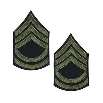 Pair of Technical Sergeant Rank Stripes - Olive on Blue