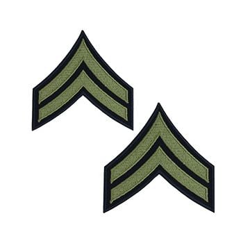 This view shows the rank chevrons of the corporal rank in the US Army. Thumbnail