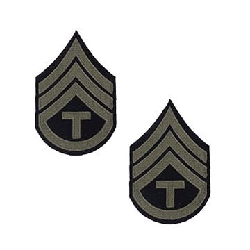 Pair of Technician/3rd Grade Rank Stripes - Olive on Blue