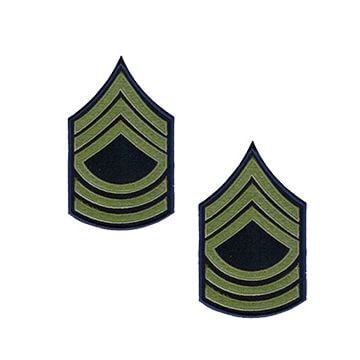 Pair of Master Sergeant Rank Stripes - Olive on Blue