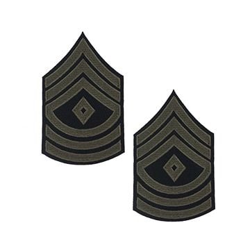Pair of First Sergeant Rank Stripes - Olive on Blue