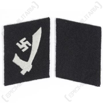 WW2 German Handschar Collar Tabs with Hand Scimitar and Swastika