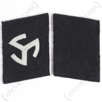 WW2 German 3-Legged Swastika Langemarck Collar Tabs