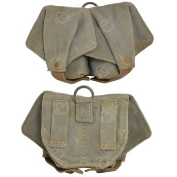 Front and back view of light green canvas Russian Grenade Pouch