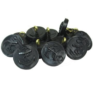 This view shows a collection of Kriegsmarine Tunic Buttons - Black Nylon from above