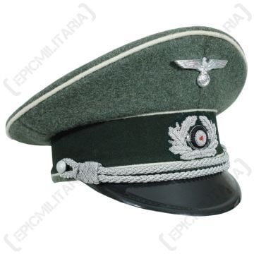 This view shows the front of the German Army Officers Visor cap
