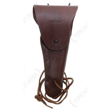 Front view of dark brown leather US M1916 Colt Pistol Holster