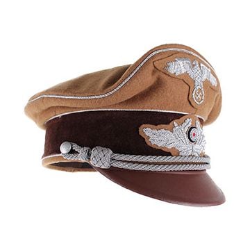 WW2 German Khaki Diplomatic Officers Visor Cap - Silver Piping