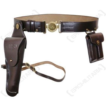 WW2 US M1912 Brown Leather Belt Set