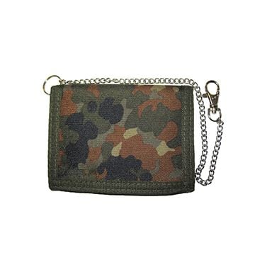 Flecktarn Camouflage Wallet with Security Chain