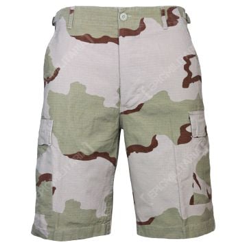 A front view of a pair of Desert Camo BDU Ripstop Cargo Shorts
