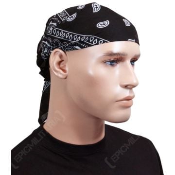 Black Cotton Bandana with Pattern
