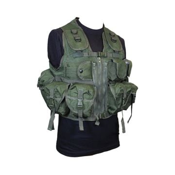 9 Pocket Olive Green Tactical Vest Front