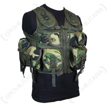 9 Pocket Woodland Camo Tactical Vest