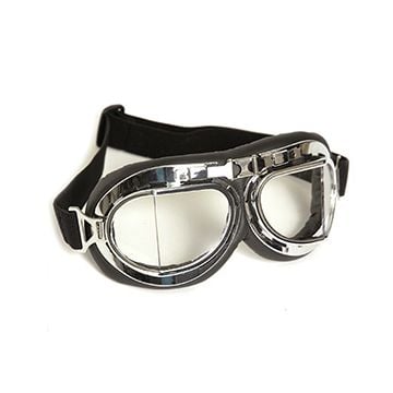 RAF Style Pilot Goggles - Chrome