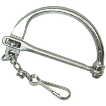 Front view of metal D shaped lock with small hook