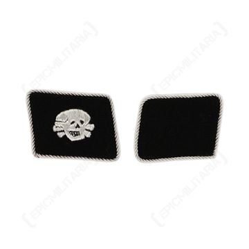 WW2 German Totenkopf Officer's Collar Tabs - 1st Pattern